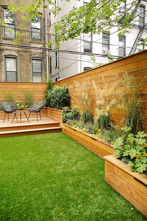 Designed rooftop terrace with privacy screening