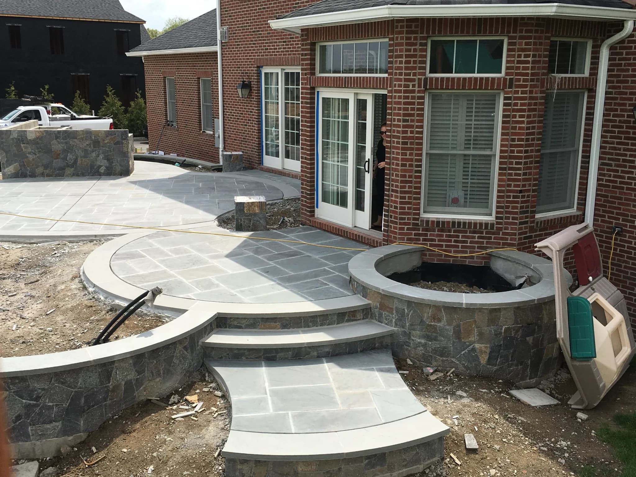 Custom masonry stone patio and steps