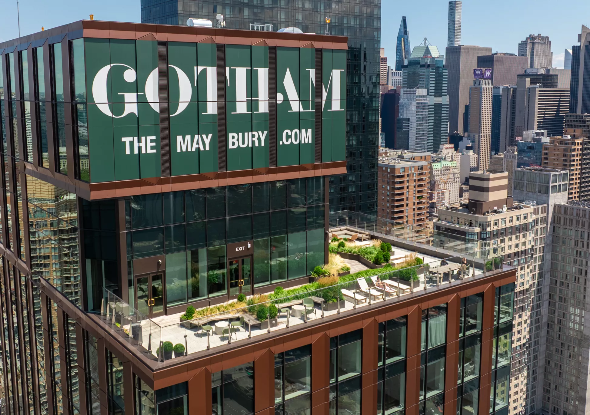 Exterior stonework and landscaping at The Maybury in New York City