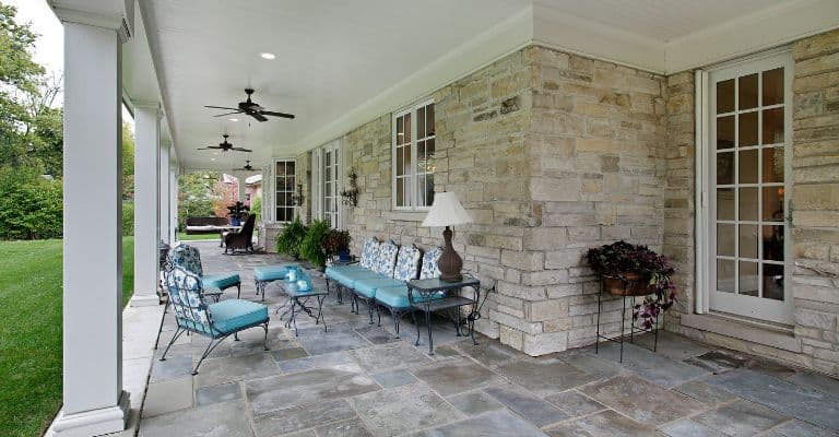 Bluestone patio with blue-gray tones